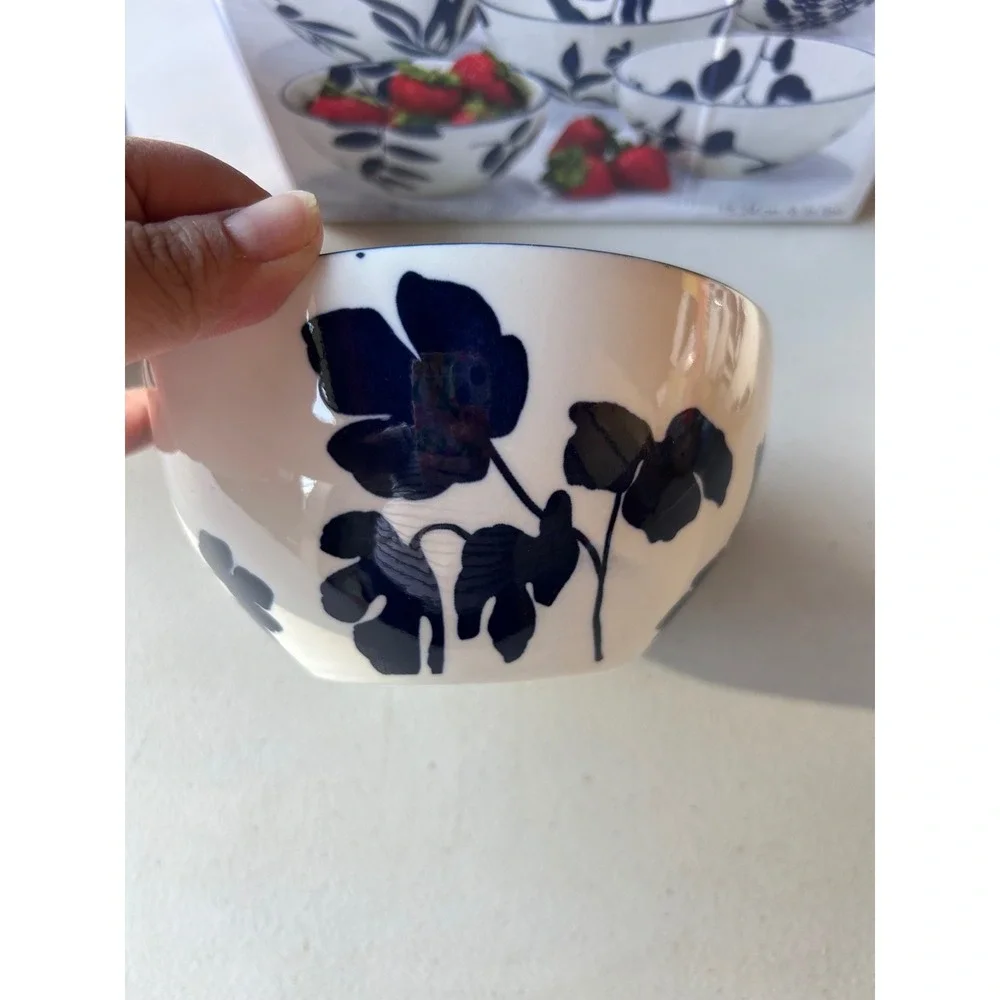 Certified International Arbor Blue White Floral Stoneware Bowls 6 Piece Set 6in